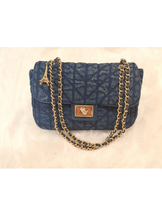 KARL LAGERFELD PARIS Medium Agyness Quilted Denim  KARL LAGERFELD PARIS Blue AGYNESS
Quilted DENIM Flap TURN LOCK
Shoulder BAG NWT